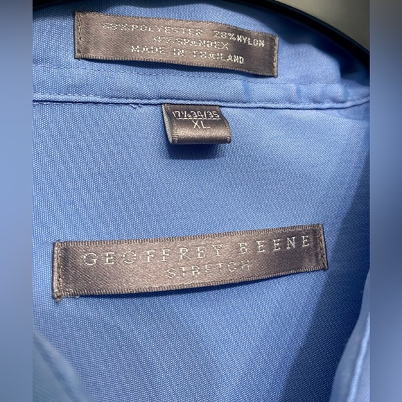 Geoffrey Beene Men’s Blue Button Down Stretch Dress Shirt XL 17.5 34/35‎ - Picture 5 of 5